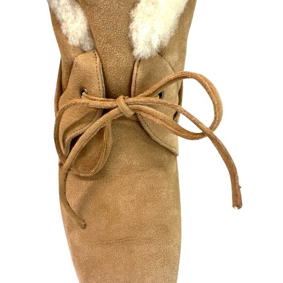Manolo Blahnik Ostrava Camel Suede Shearling Ankle Boots Size IT 37 / US 7 - Picture 11 of 15